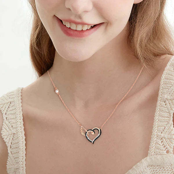 For Memorial - To My Father in Heaven Heart Wings Necklace