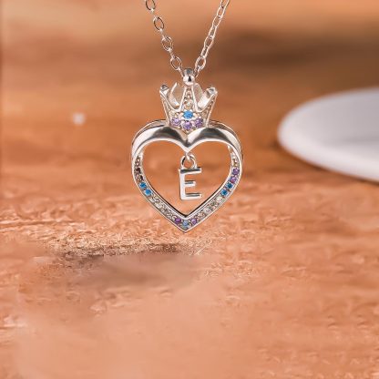 For Daughter - S925 Whenever You Feel Overwhelmed Remember Whose Daughter You are Crown Initial Necklace