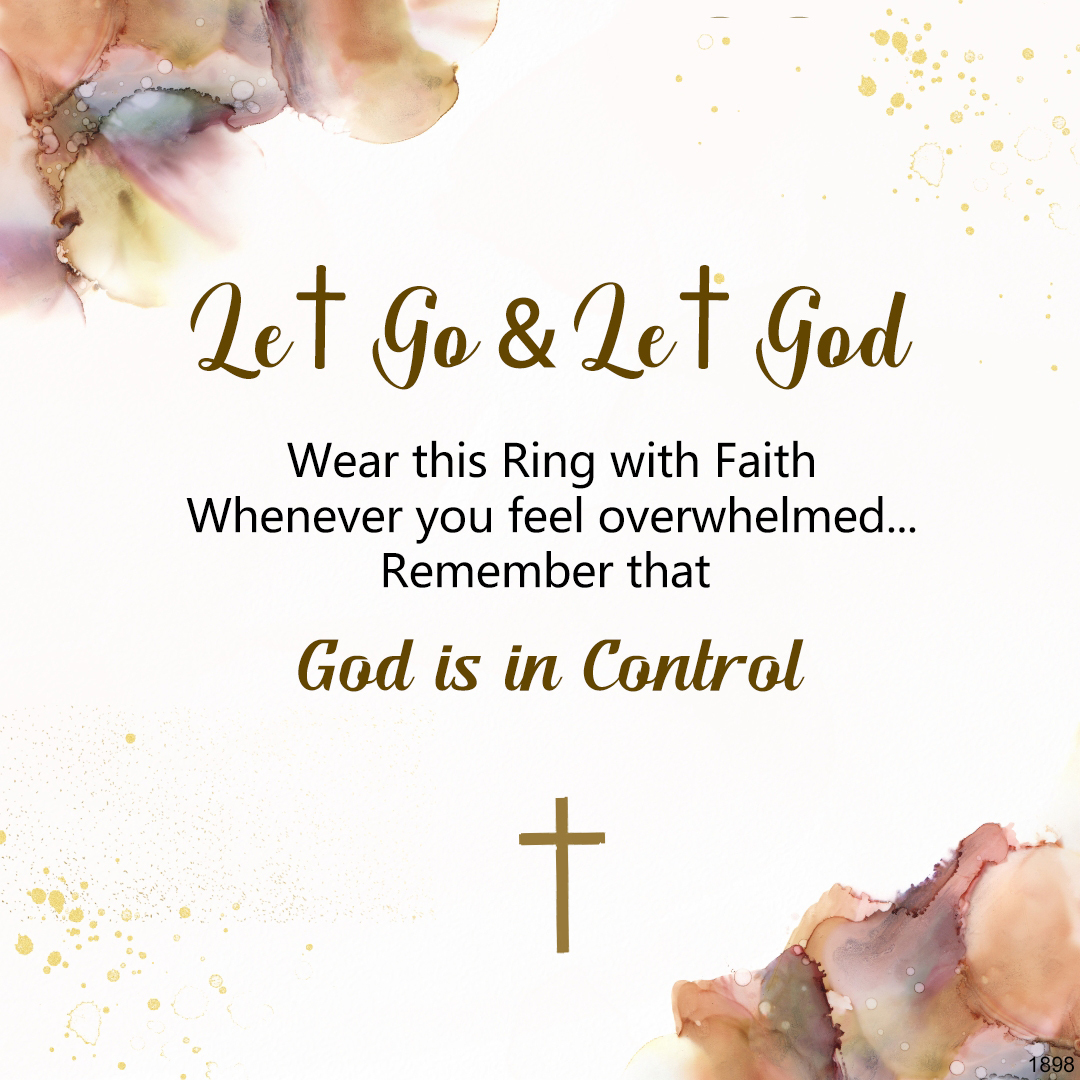 God Is In Control Engraved Diamond Cross Ring