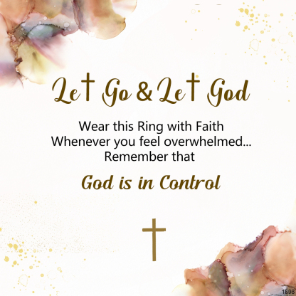 God Is In Control Engraved Diamond Cross Ring