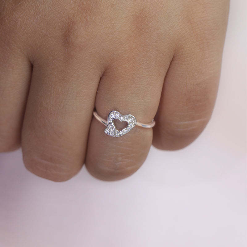 S925 Mother & Daughter Heart To Heart Ring
