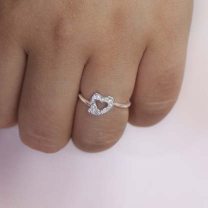 S925 Mother & Daughter Heart To Heart Ring