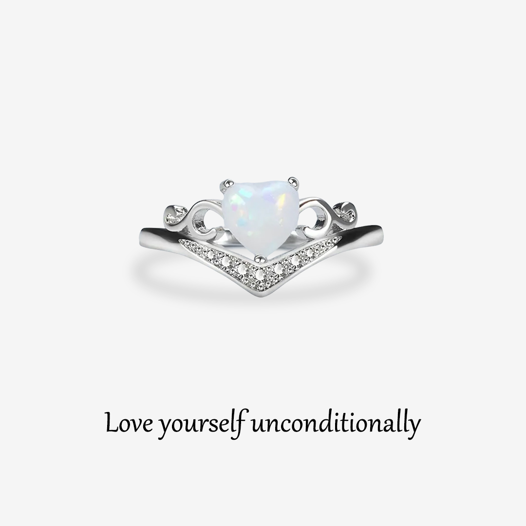 S925 Self Love Heart Crown Opal Ring