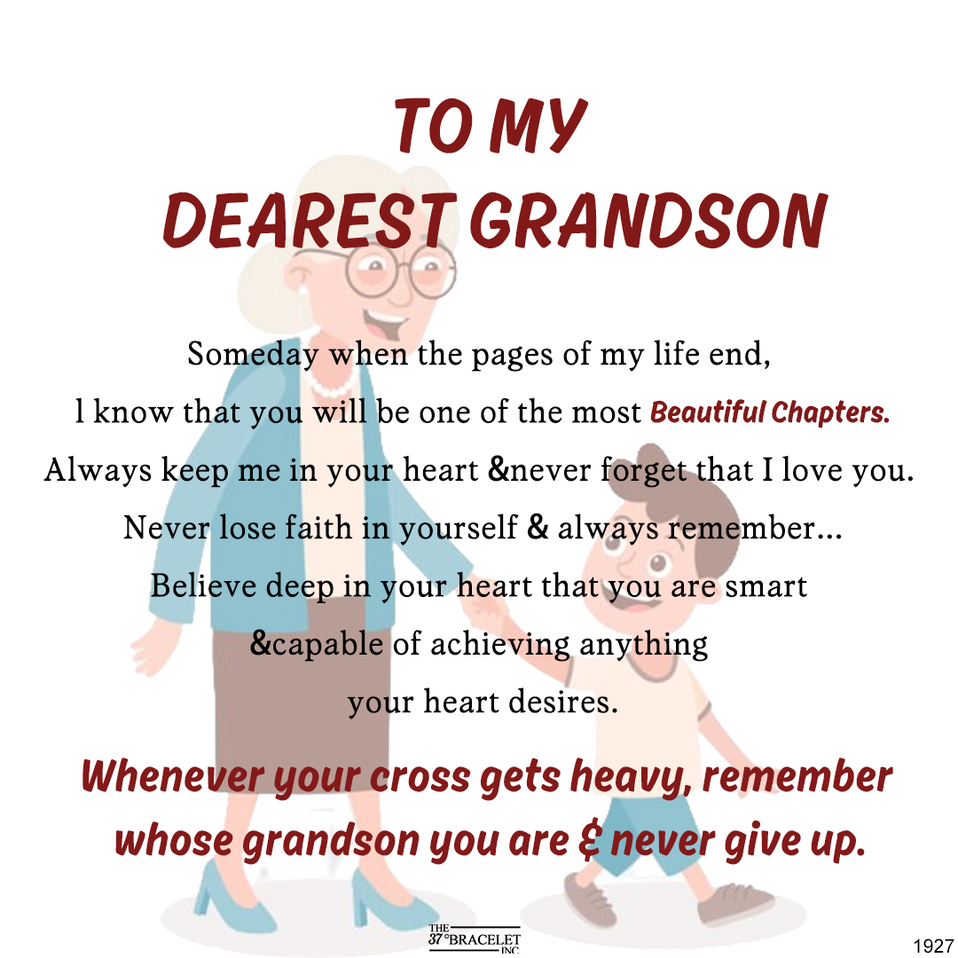 For Grandson - Whenever Your Cross Gets Heavy, Remember Whose Grandson You Are & Never Give Up Cross Necklace