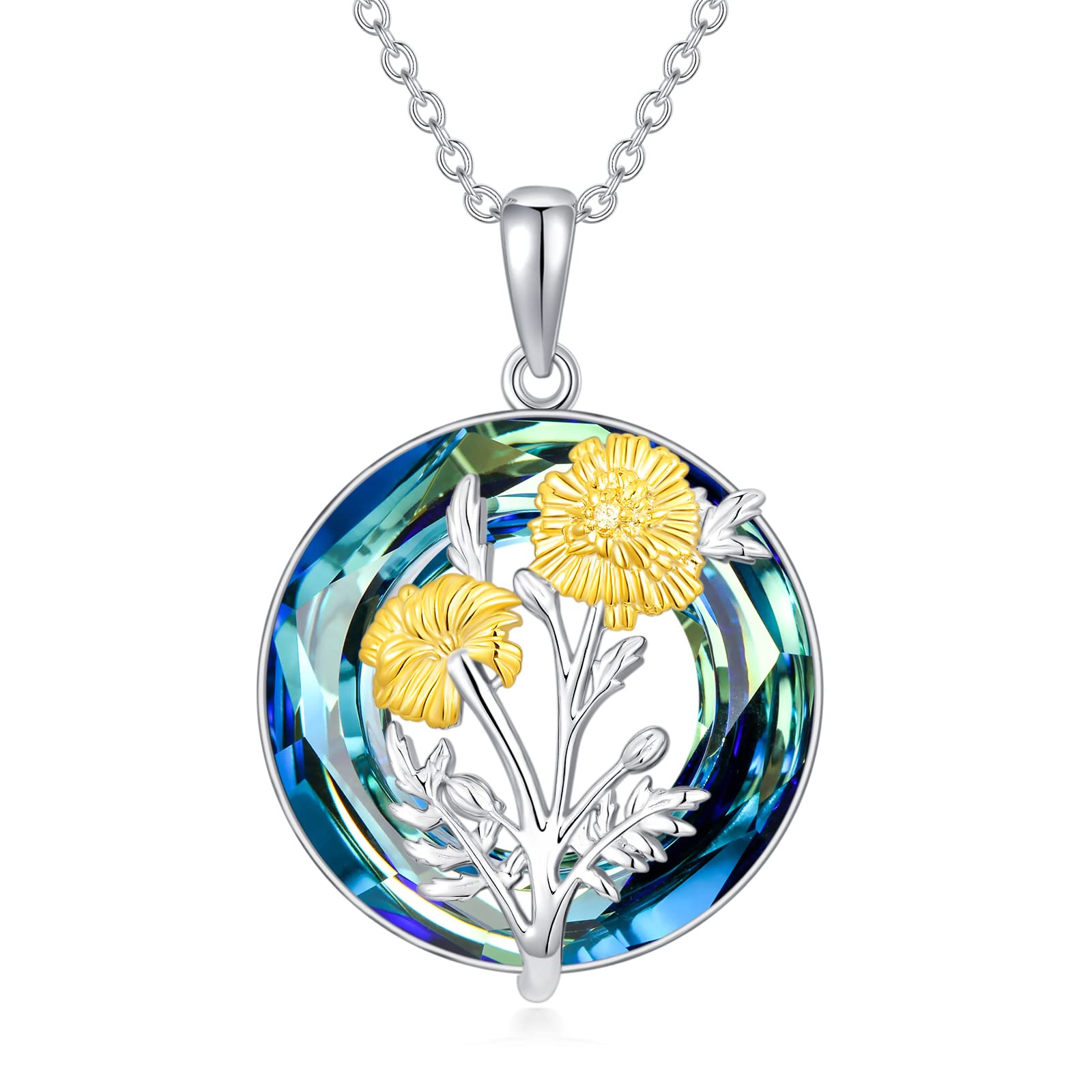 S925 You Belong Somewhere You Feel Free Crystal Birth Month Flower Necklace