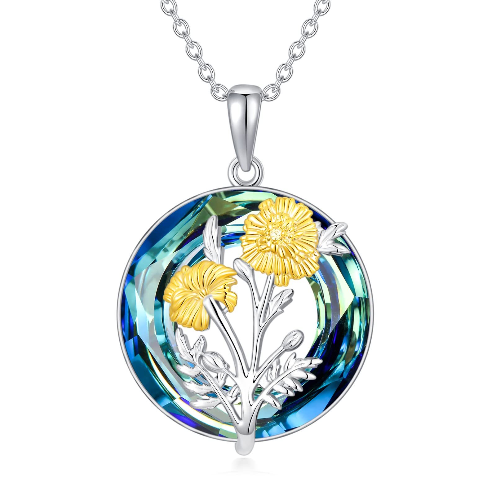 S925 You Belong Somewhere You Feel Free Crystal Birth Month Flower Necklace