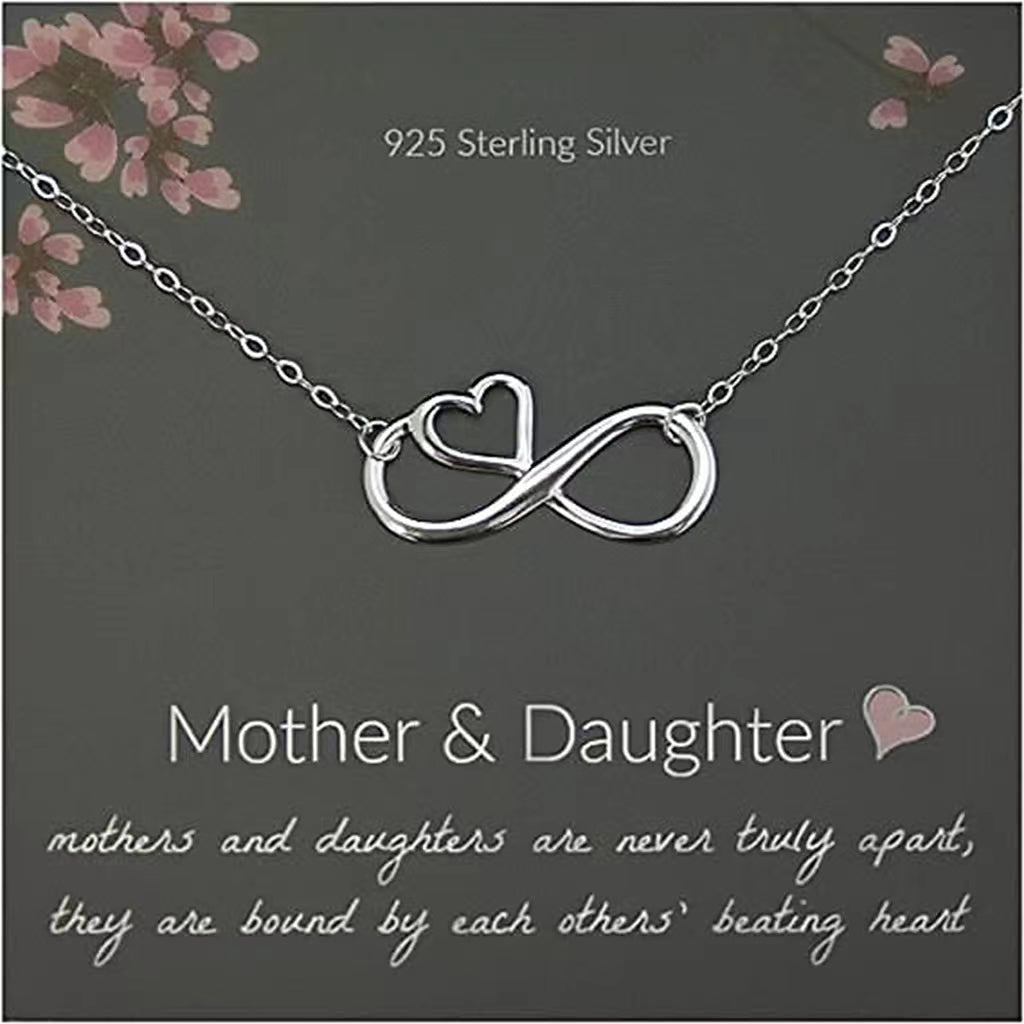For Daughter/Mother - S925 Mother & Daughter are Bound by Each Other¡¯s Beating Heart Infinity Heart Necklace