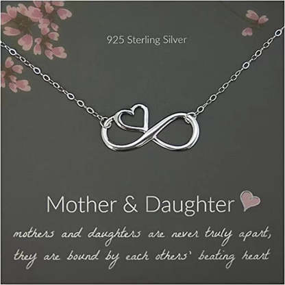 For Daughter/Mother - S925 Mother & Daughter are Bound by Each Other¡¯s Beating Heart Infinity Heart Necklace