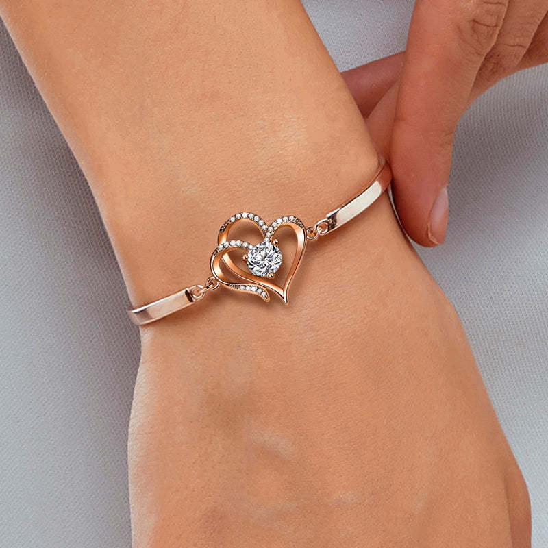 For Granddaughter - S925 Never Forget How Much I Love You Heart Sterling Silver Crystal Bracelet