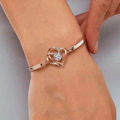 For Granddaughter - S925 Never Forget How Much I Love You Heart Sterling Silver Crystal Bracelet