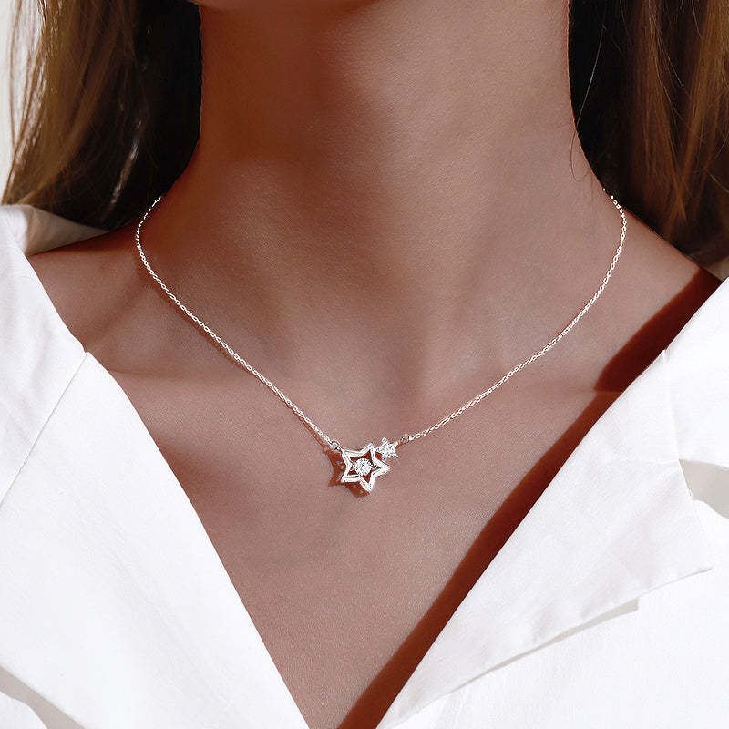 S925 Mother & Daughter Beating Star Necklace