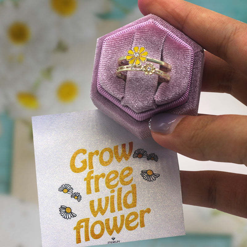 S925 BLOOM Double Layer Daisy Adjustable Ring