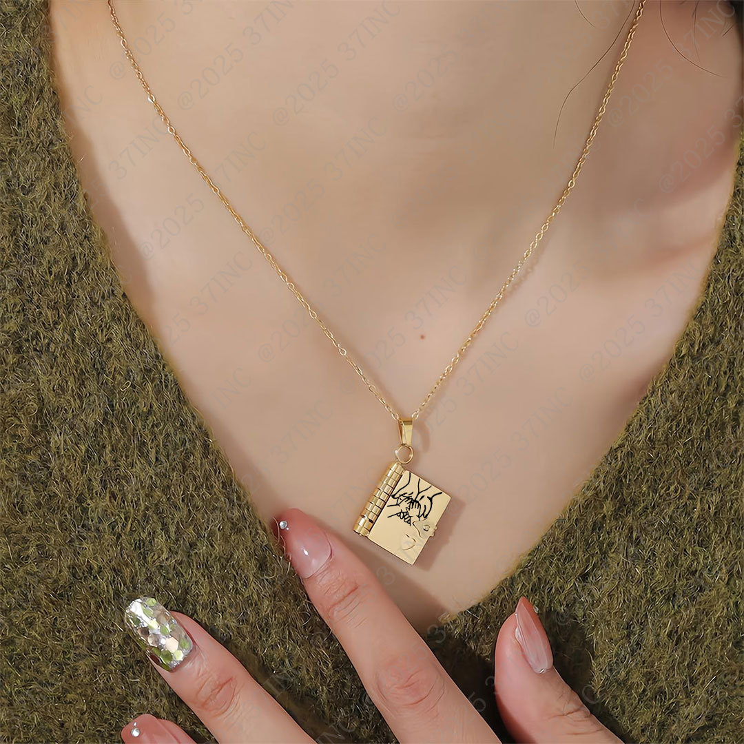 For Daughter - I Love You With All My Heart Forever Book Necklace