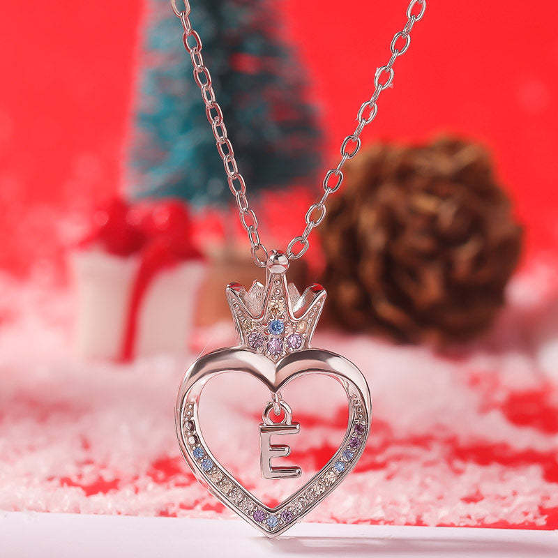 For Daughter - S925 Whenever You Feel Overwhelmed Remember Whose Daughter You are Crown Initial Necklace