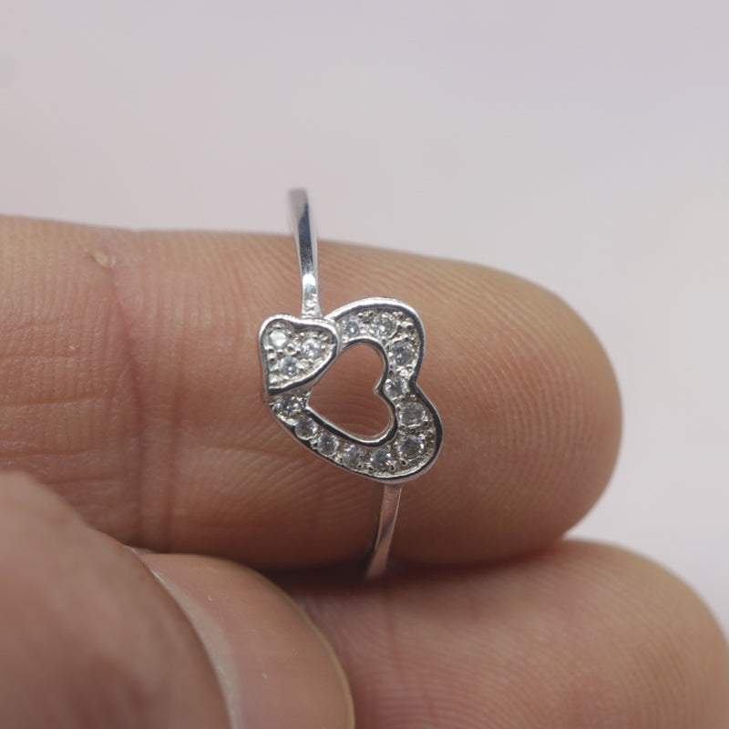 S925 Mother & Daughter Heart To Heart Ring