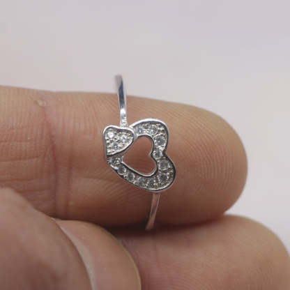 S925 Mother & Daughter Heart To Heart Ring