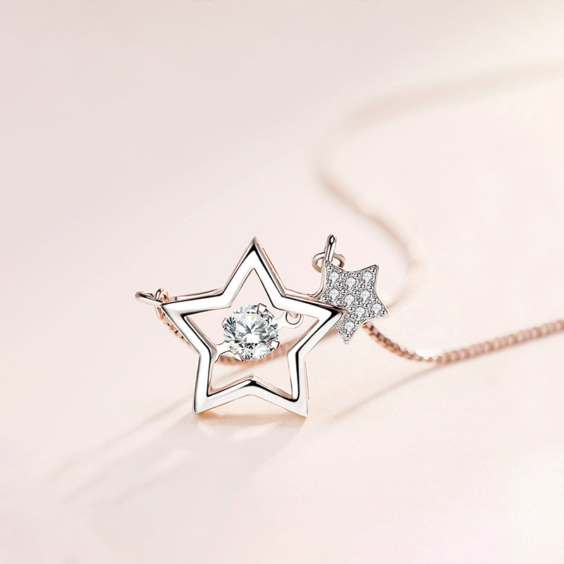 S925 Mother & Daughter Beating Star Necklace