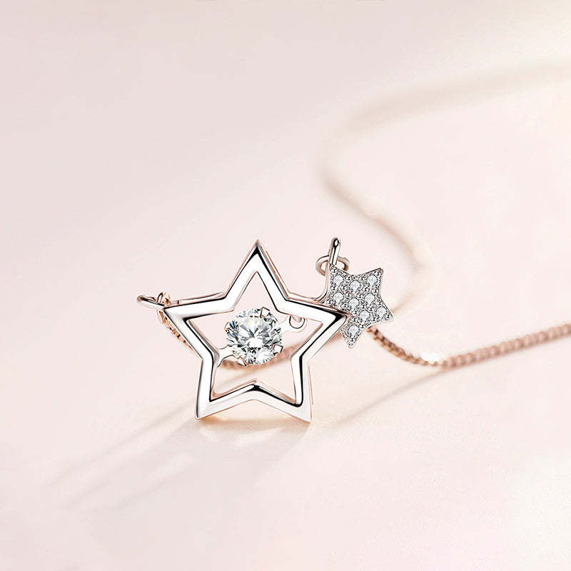 S925 Mother & Daughter Beating Star Necklace