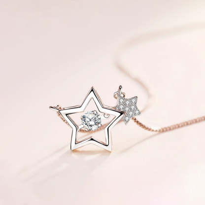 S925 Mother & Daughter Beating Star Necklace