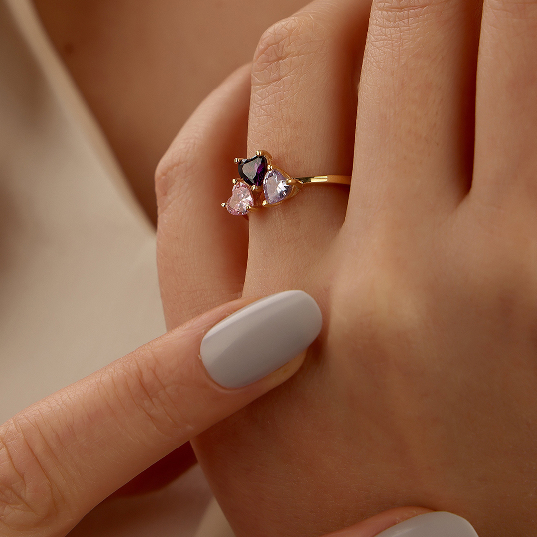 For Mother - Heart Birthstone Custom Ring