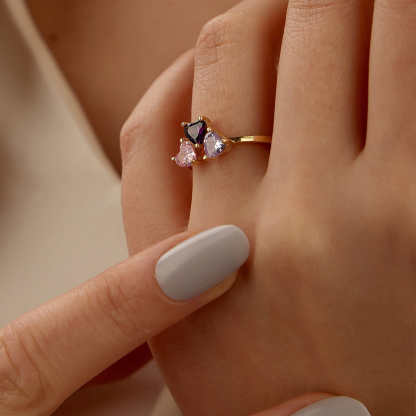 For Mother - Heart Birthstone Custom Ring