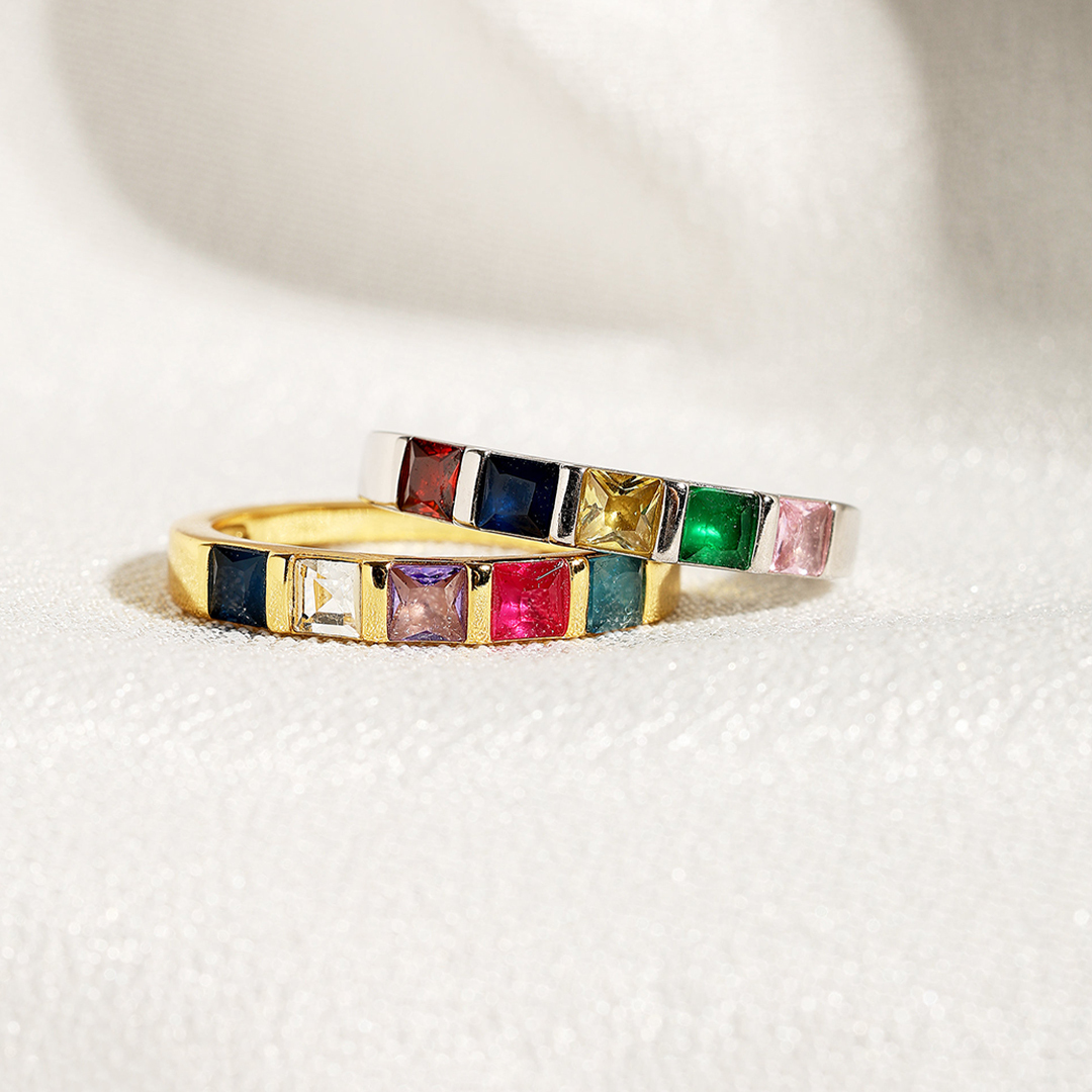 Personalized Birthstone Family Ring