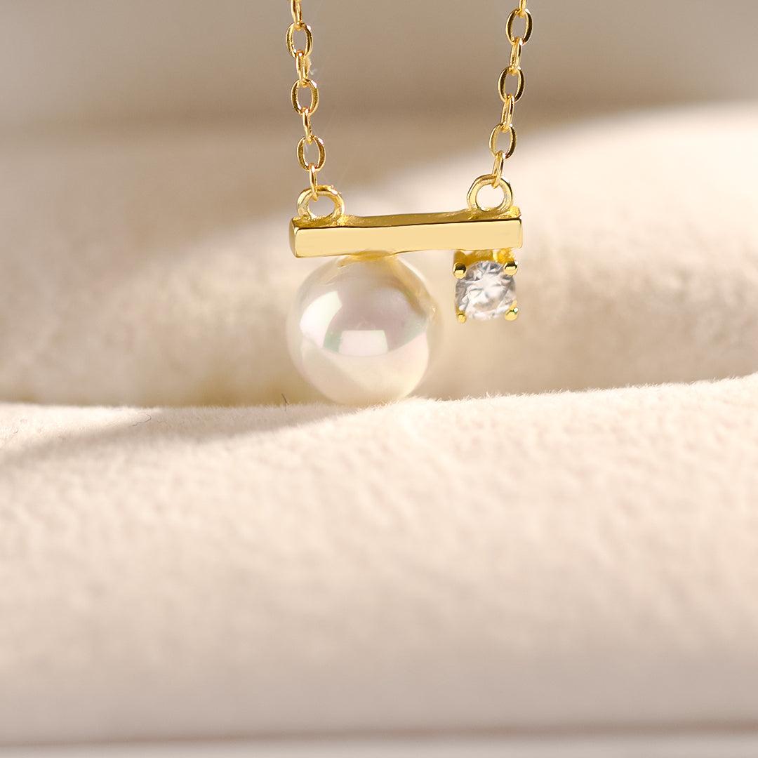 S925 Life is 90% How You React it Pearl Balance Necklace