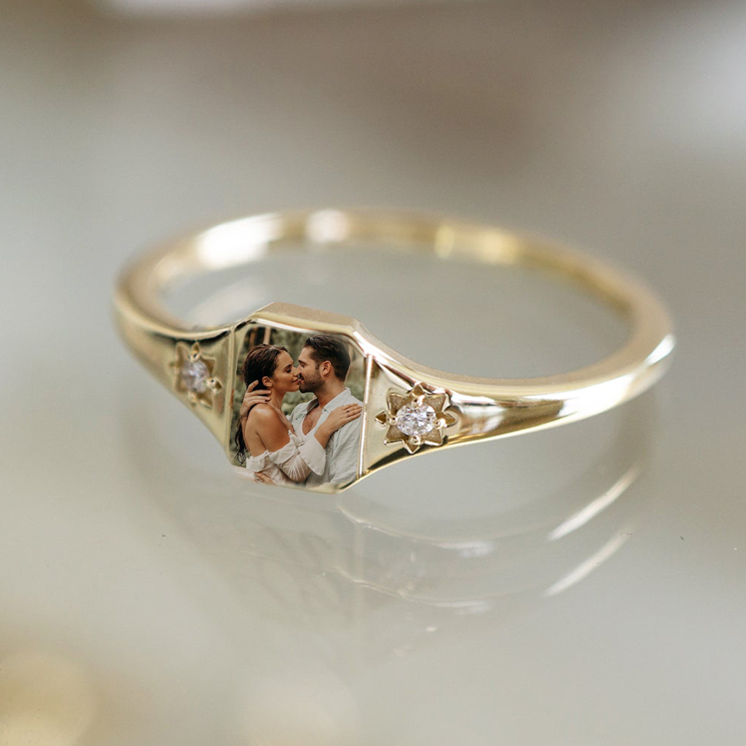 For Love - S925 Custom Photo & Birthstone Ring