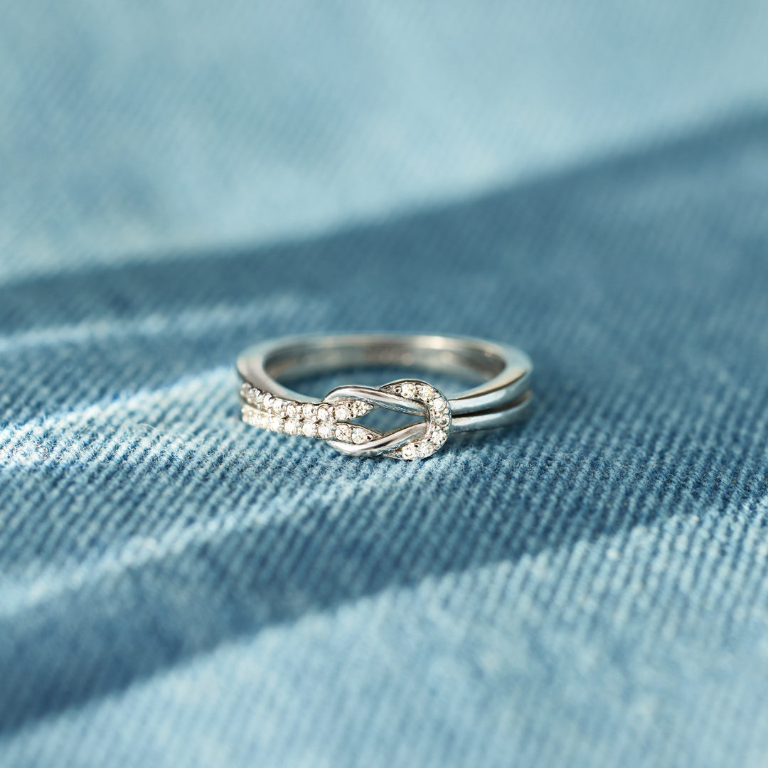 For Daughter - S925 Mother & Daughter Forever Linked Together Knot Ring