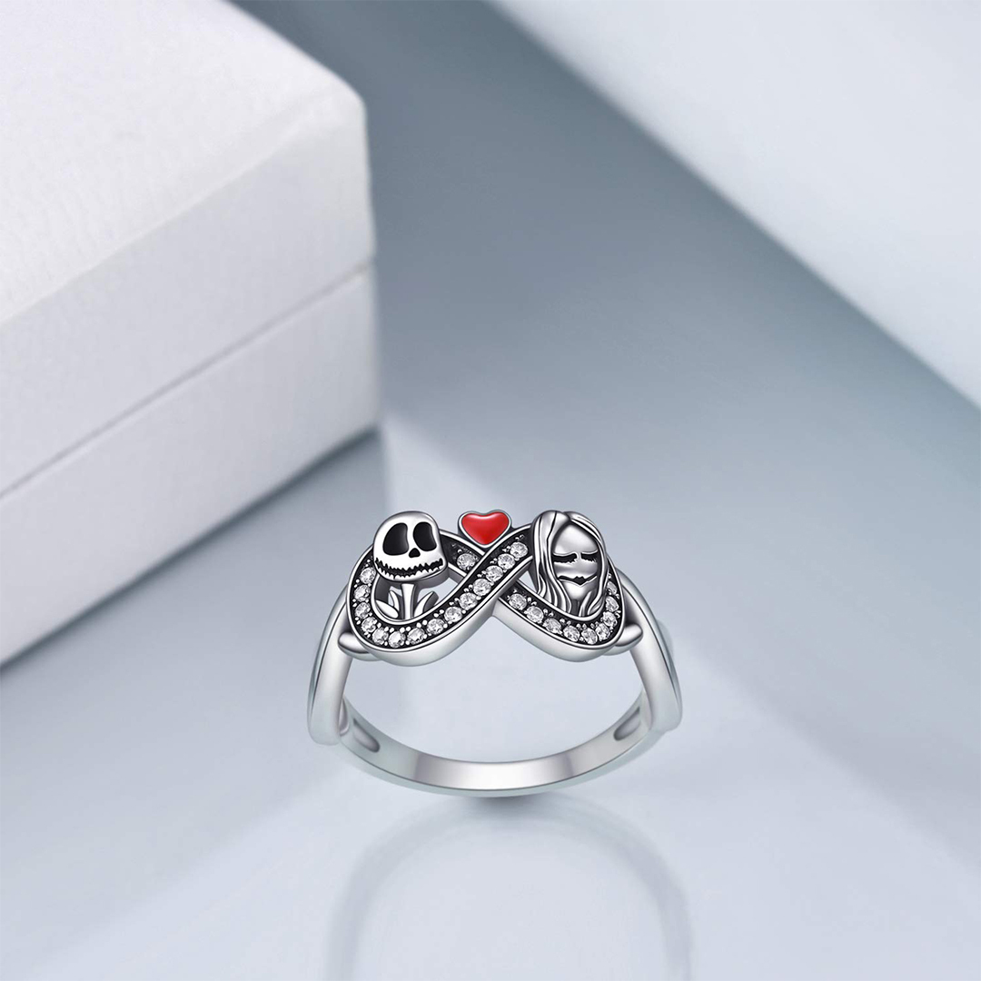 For Love - S925 I Love You Forever And Always Nightmare Jack And Sally Infinite Skeleton Ring
