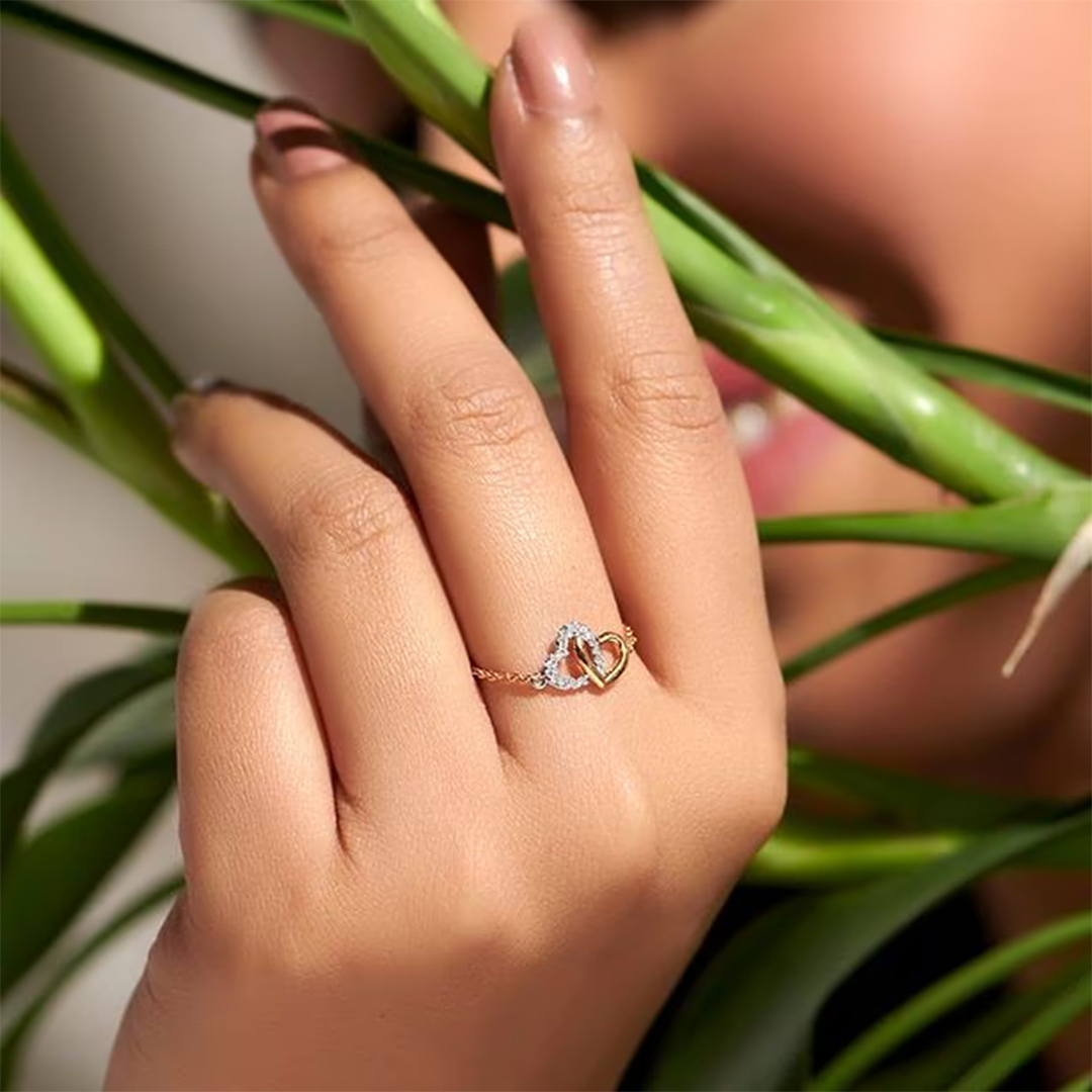 For Grandaughter/Daughter - S925 Always Keep Me In Your Heart,For You Are Always In Mine Double Heart Chain Ring