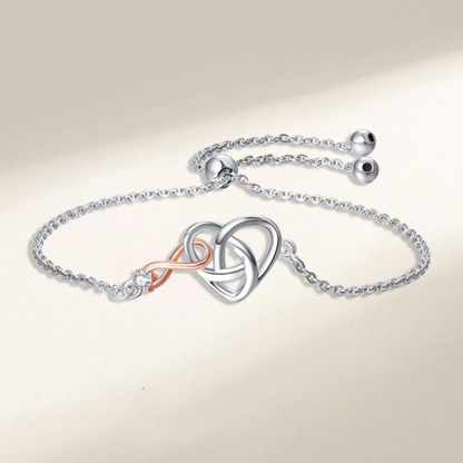 S925 Grandmother and Granddaughter/Mother and Daughter  Forever Linked Together Infinity Love Knot Bracelet