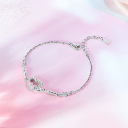 For Daughter - S925 Mother and Daughter Heart Linked Bracelet