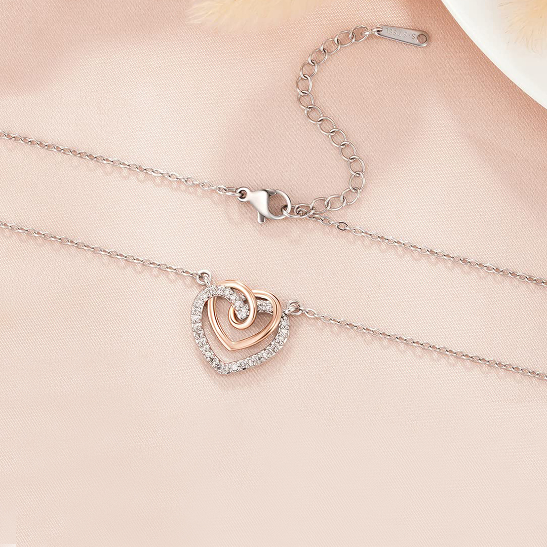 For Daughter - S925 Mother & Daughter Forever Linked Together Necklace