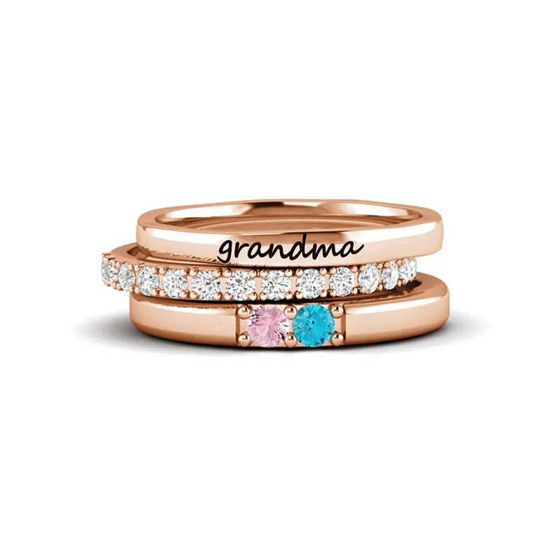 For Grandmother - S925 Birthstone Custom Ring