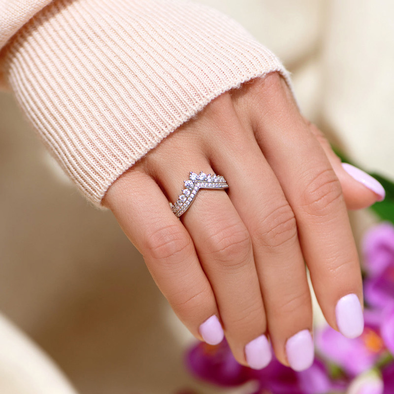 For Daughter - S925 You Are The Queen Of Your Own Destiny HerringboneCrown Ring