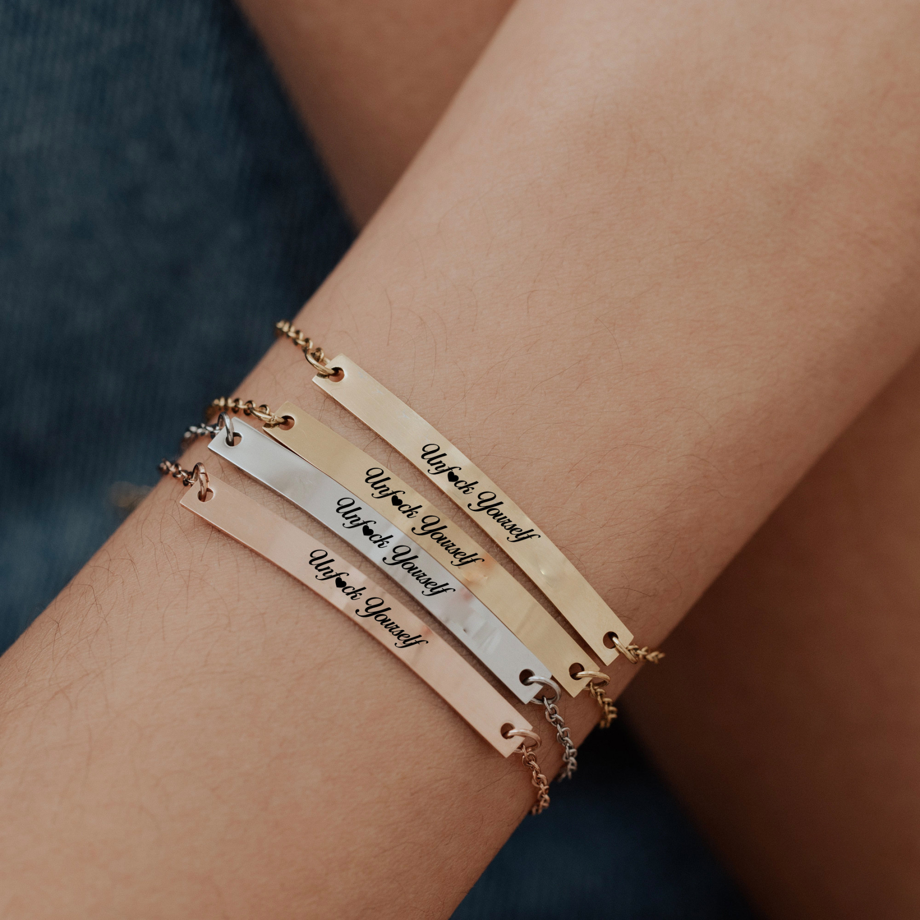 Unfuck Yourself Liberate Yourself Long Engraved Bracelet