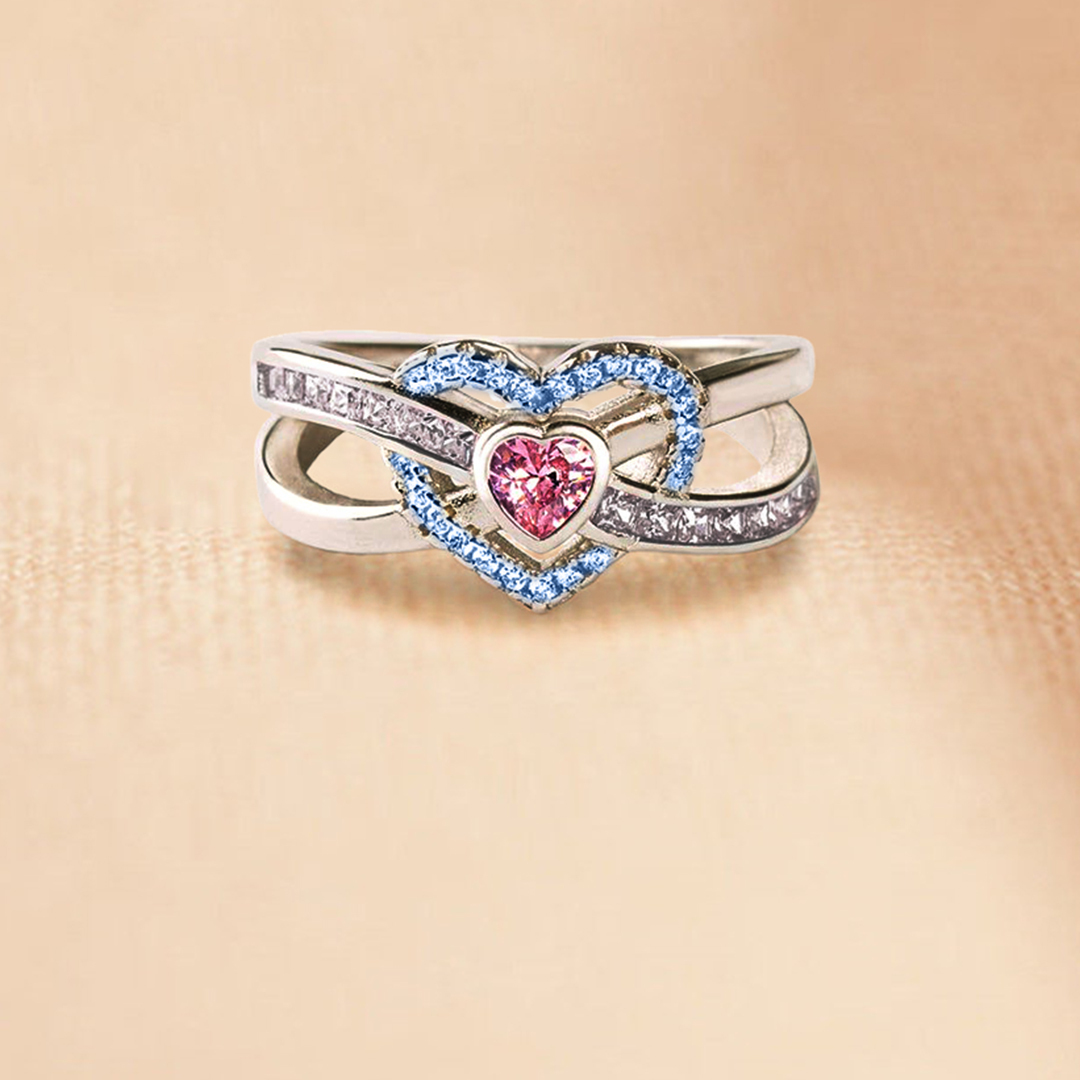 S925 Mother & Daughter Forever Linked Together Custom Infinite Love Diamond Ring