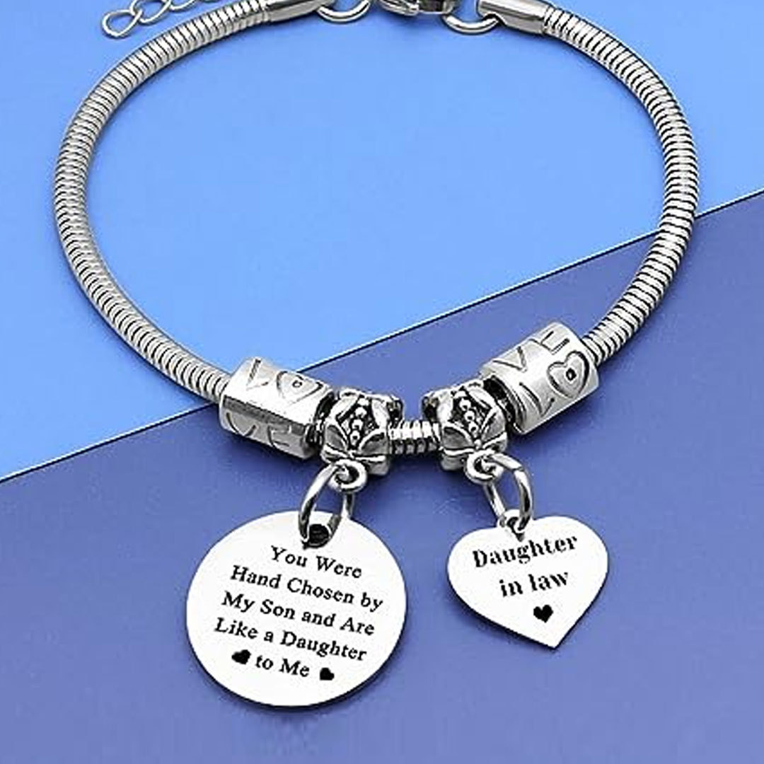For Daughter-In-Law - You Are Also My Daughter-In-Heart Pendant Bracelet