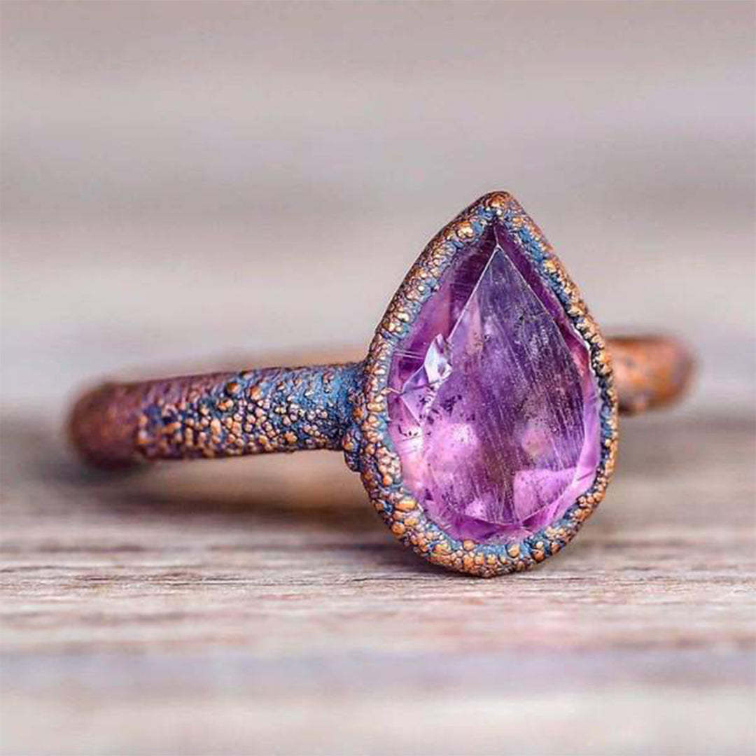 Teardrop Amethyst Ring