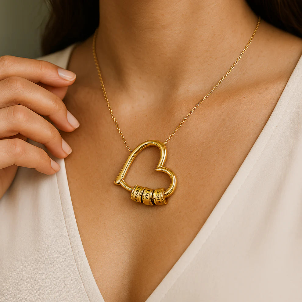 "The Heart of Our Family" - Customized Heart Necklace  N-152