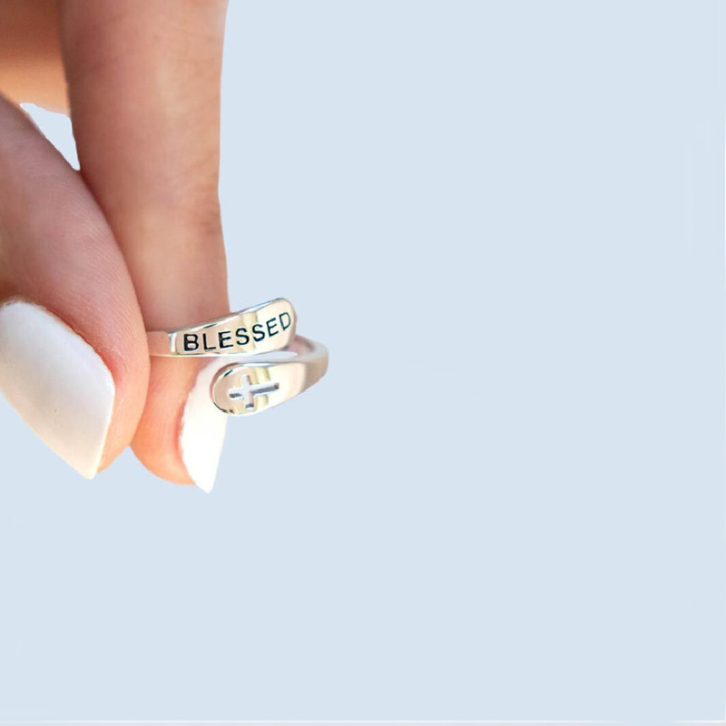 For Daughter - S925 I PRAY That You Are Safe, Well, And Happy God Bless Cross Ring