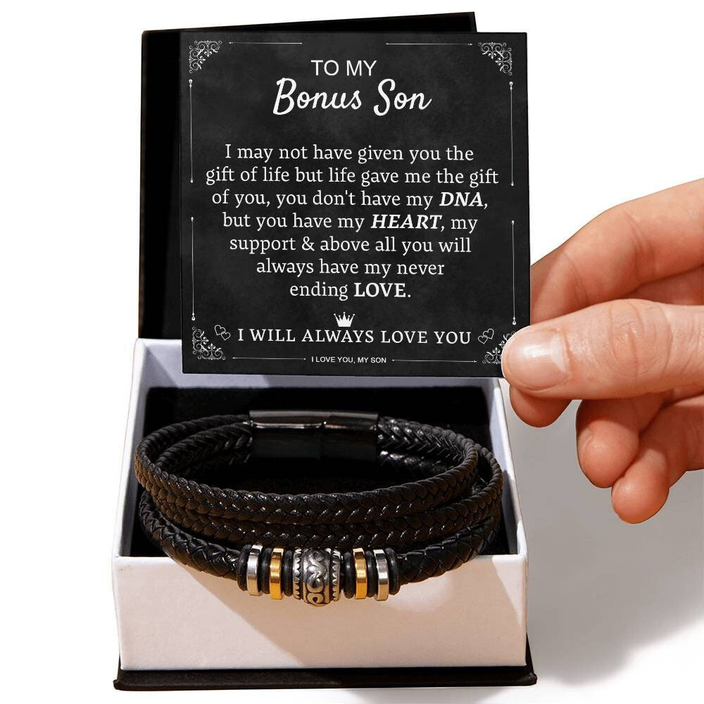 To My Bonus Son - I Will Always Love You Vegan Leather Bracelet