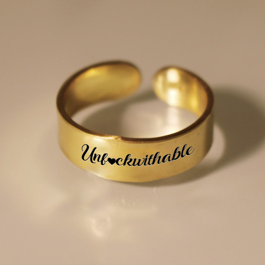 Unf💗ckwithable Can’t Be Knocked Down Adjustable Wide Ring