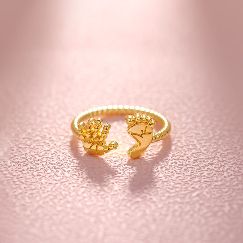 For Mother - S925 I Will Always Be Your Little Girl Baby Palm and Feet Ring