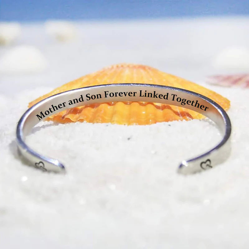 Mother and Daughter Forever Linked Together Double Hearts Cuff Bracelet