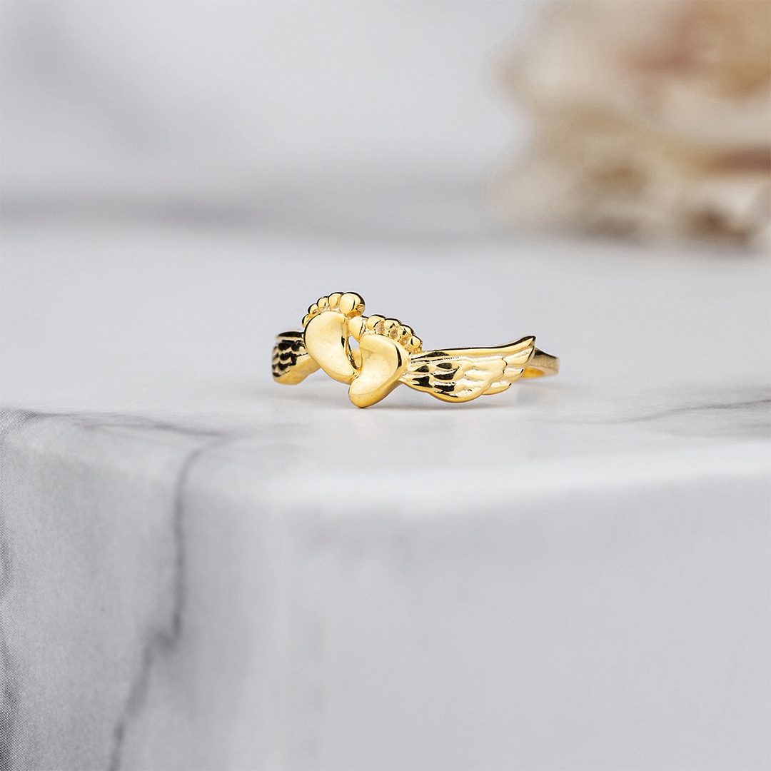 For Memorial - S925 Mama of an Angel Footprint Ring