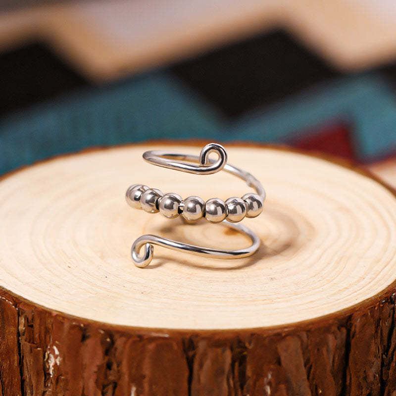 Warrior Circle Bead Sterling Silver Ring