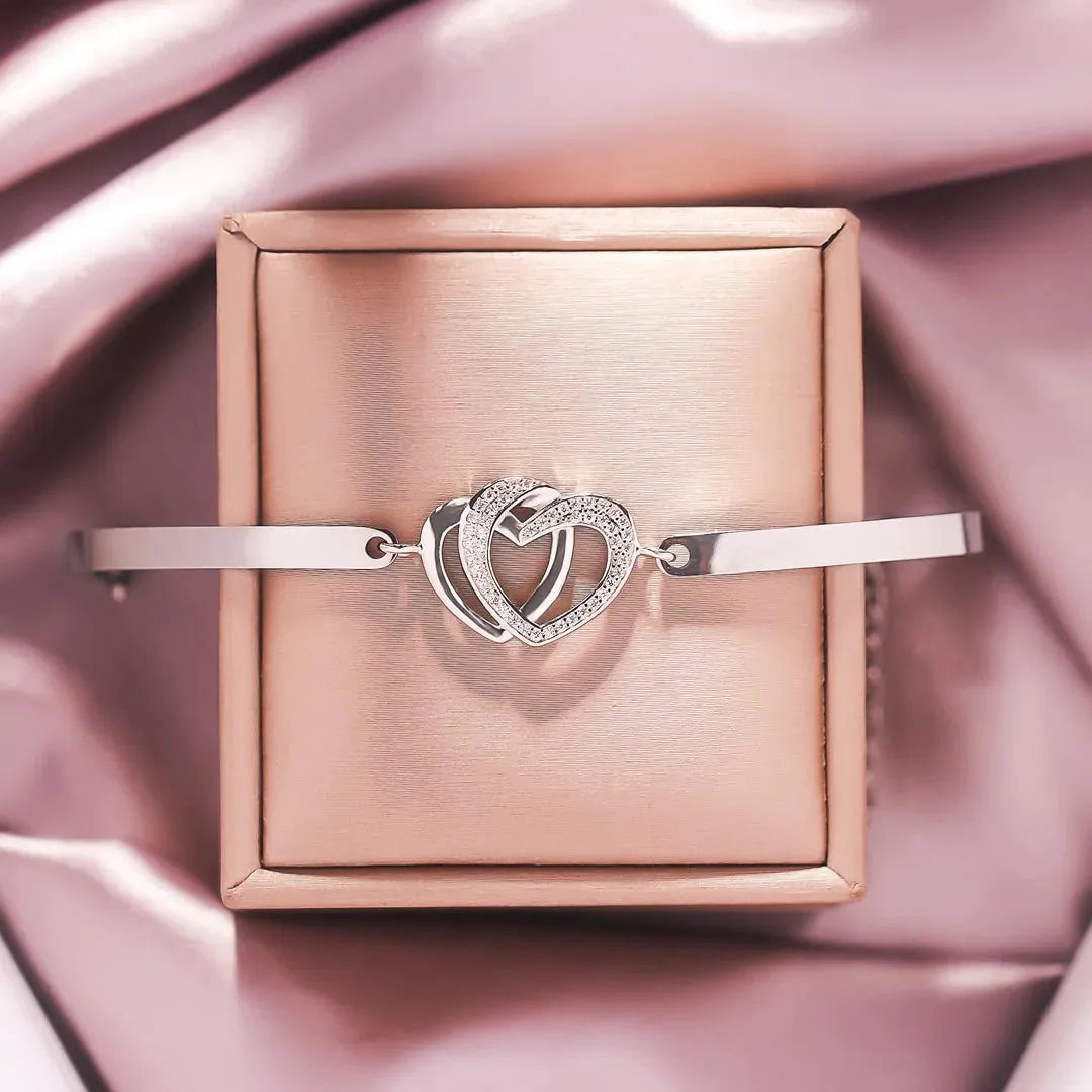 Mother & Daughter Forever Linked Together Heart to Heart Bracelet