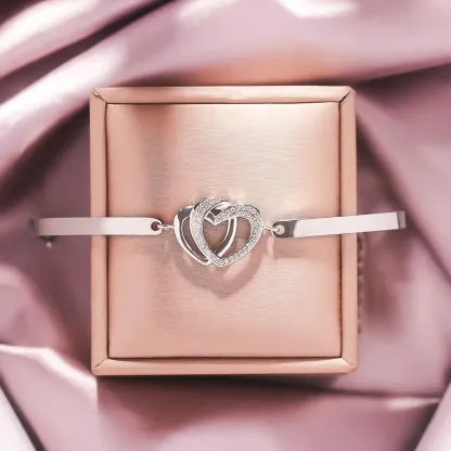 Mother & Daughter Forever Linked Together Heart to Heart Bracelet
